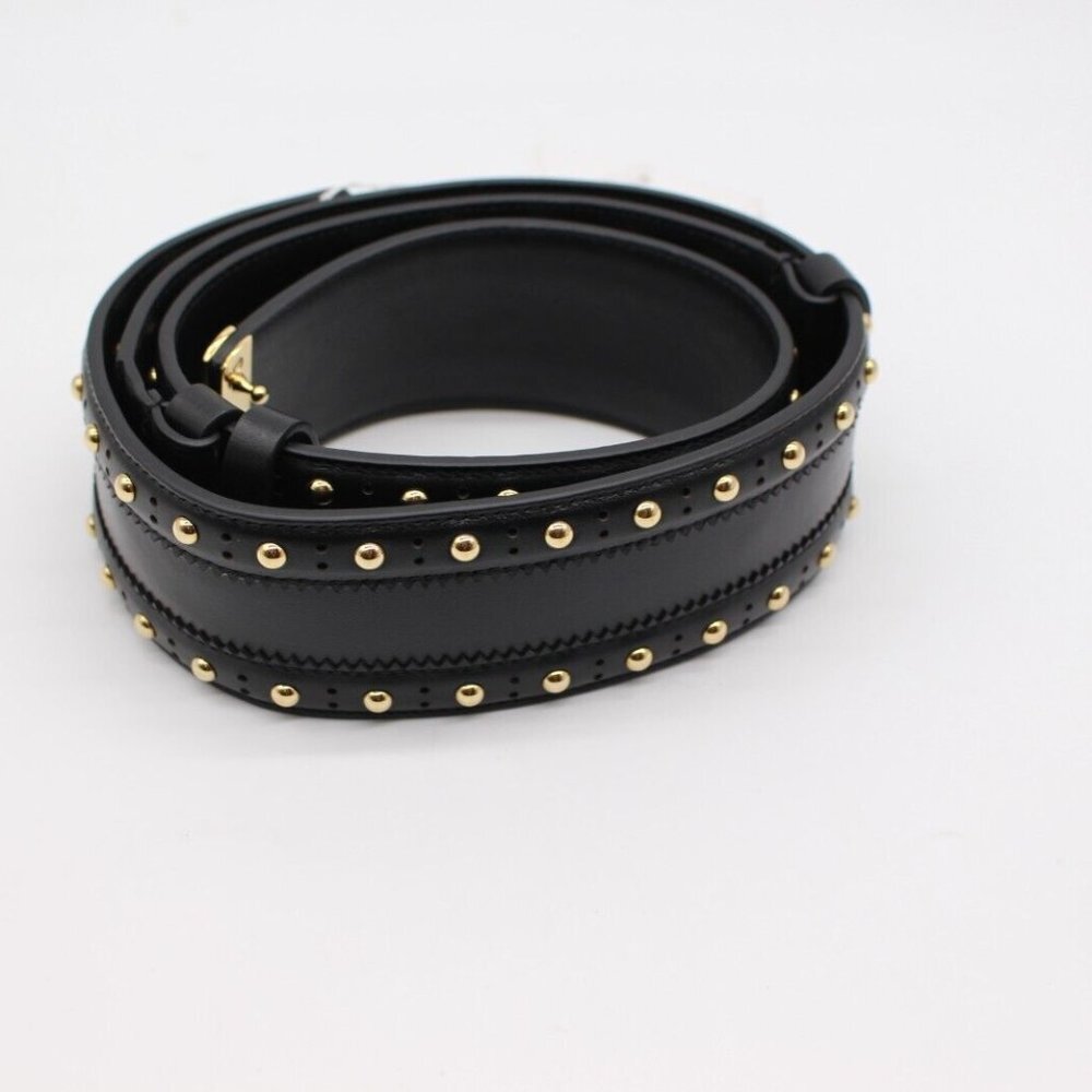 $1050 Salvatore Ferragamo Women's Black Leather W/Gold Studs Size 70